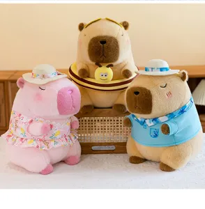 Simpatico peluche capibara stile vacanze estive morbida bambola di peluche per regalo bambini