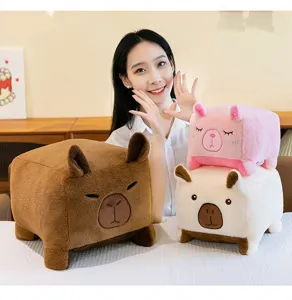 Cute square capybara plush toy and soft pillow doll for children and home decoration.