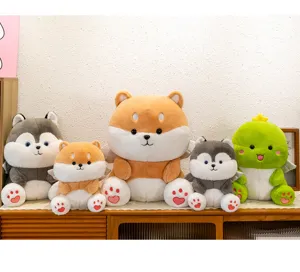Joli ensemble de peluches Shiba Inu et Husky, douces poupées oreillers de sommeil pour enfants.