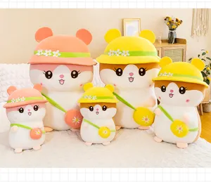 Adorable oreiller en peluche de hamster d'été détail, poupée en peluche douce cadeau pour enfants.