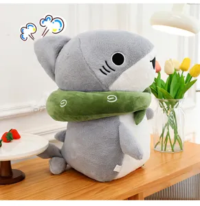 Cute shark plush toy soft pillow doll for kids girls room desktop decoration birthday gift