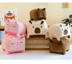 Cute square capybara plush toy pillow soft animal doll cartoon stuffed cushion for kids play