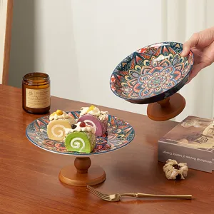Piatto di frutta in ceramica bohémien Vassoio da dessert retrò Espositore decorativo