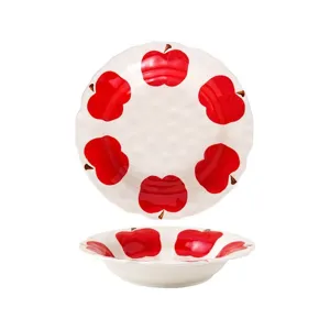 Ciotola in ceramica con motivo a mela rossa stoviglie sottovetro cucina domestica piatto