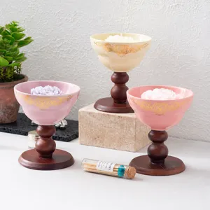 Ceramic Wood Soy Wax Scented Candle Floral Design Aromatherapy Candle For Home Decor Bedroom Wedding Gift