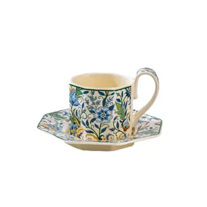 Set tazza e piattino da caffè in ceramica ottagonale vintage francese elegante tazza tè
