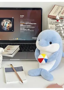 Cute plush dolphin stuffed animal toy pillow soft companion gift for kids and home decor