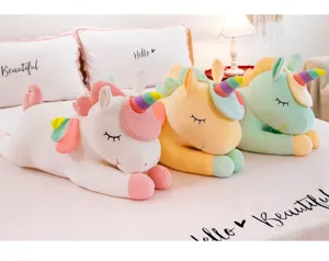 Simpatico cuscino peluche unicorno arcobaleno angelo pony bambola morbida regalo compleanno