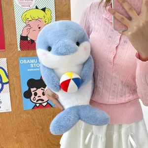Cute plush dolphin seal doll pillow soft toy companion for kids and gift relaxation cuddling.