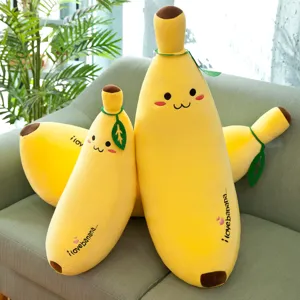 Cute Banana Plush Toy Stuffed Fruit Pillow Soft Cartoon Banana Doll With Facial Expression Throw Pillow For Kids Girls Gift