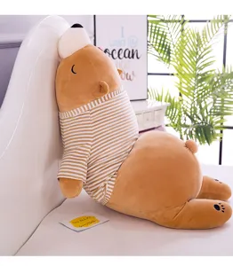 Cute brown bear plush pillow soft stuffed animal toy for girls birthday gift home decor.