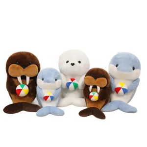 Cute plush seal dolphin plush toys soft animal companion pillow for kids birthday gifts
