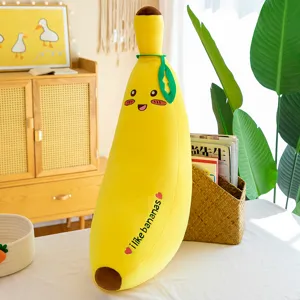 Cute banana plush pillow soft fruit stuffed toy ideal for kids birthday gift home decor.
