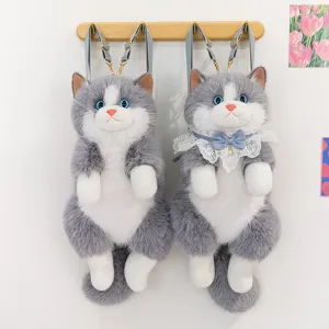 Cute simulated ragdoll cat plush backpack for girls, fluffy animal plush toy school bag.