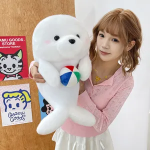 Cute white seal plush toy stuffed animal soft doll pillow for kids and cozy gift companion
