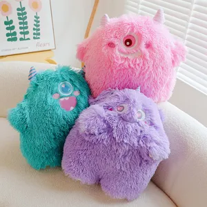 Cute fluffy one-eyed monster plush toy soft stuffed pillow doll kids gift room decor