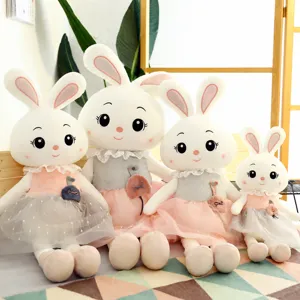 Süßes Kaninchen Plüschtier Stofftier Weiche Puppe mit Spitzenmullkleid Süßes Kissen Mädchen Geschenk