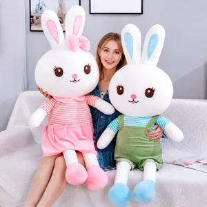 Simpatico Coniglio Di Coppia Giocattolo Di Peluche Animale Imbottito Morbido Bambola Di Coniglio Con Vestito Cuscino Regalo Di Compleanno Per Bambini Ragazze