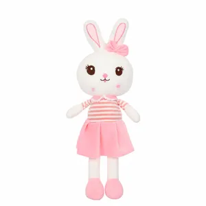 Simpatico peluche coniglietto bambola di stoffa con vestito coniglio rosa regalo compleanno bimbi