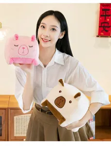 Cute square capybara plush toy pillow soft stuffed animal doll for kids gift home decor.