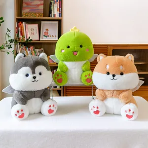 Ensemble de peluches mignonnes husky dinosaure shiba inu poupées douces oreiller cadeau enfant