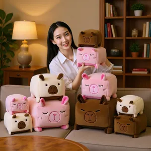 Cute Capybara Plush Toy Cube Animal Stuffed Doll Soft Kawaii Pillow Home Decor Birthday Gift For Kids