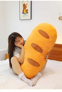Leuk stokbrood pluche kussen, zachte lange knuffelpop speelgoed voor kinderen slaapkamer.