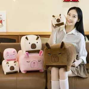 Square Capybara Plush Toy Cute Animal Stuffed Doll Soft Pillow Gift for Kids Home