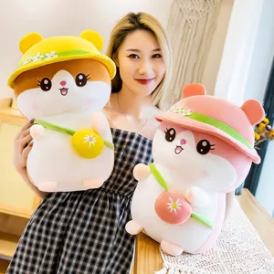 Joli oreiller en peluche de hamster d'été, poupée en peluche douce cadeau pour enfants.