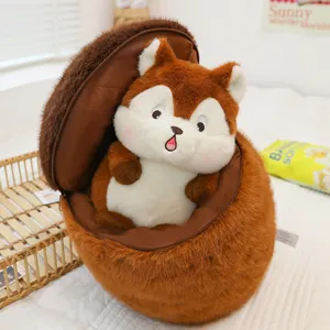 Cute Squirrel Plush Toy With Acorn Pillow Stuffed Animal Doll Soft Comfy Companion Birthday Gift For Kids And Girls