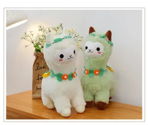 Cute alpaca plush toy, soft stuffed animal doll for kids gift and home room decor display.