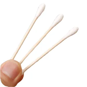 High quality double-headed wooden cotton swabs for daily makeup and baby care, 100 pieces.