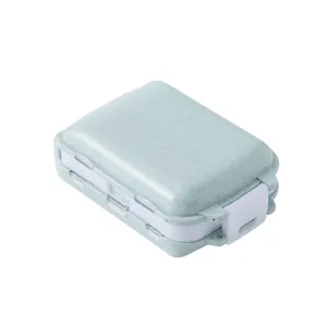 Mini pastillero portátil de 8 compartimentos, caja de almacenamiento plegable verde.