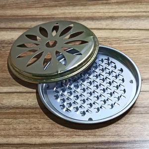 Bandeja de metal para espiral de mosquitos con tapa y púas, soporte de incienso seguro.