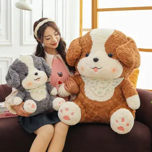 Cute Border Collie Plush Toy Soft Stuffed Animal Puppy Doll With Scarf Kids Birthday Gift Home Decor