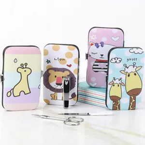 Cute cartoon animal portable manicure set with sturdy storage case and useful nail tools.