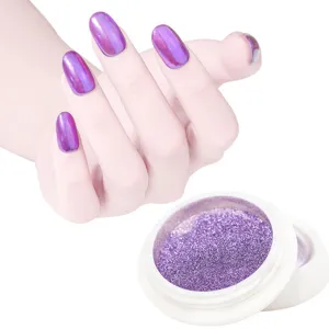 Polvere per unghie specchio cromo metallico viola glitter per manicure professionale e nail art