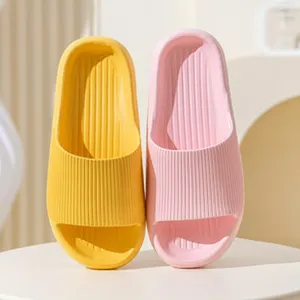 Thick soft bottom couple home slippers non-slip bathroom indoor shower sandals yellow and pink