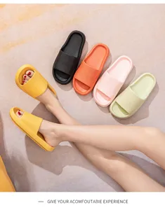 Comfortable thick-soled non-slip summer slippers detail view, soft cushion slip-ons.