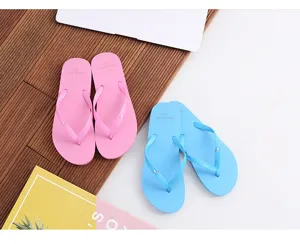 Solid color couple flip-flops summer casual beach sandals for men and women anti-slip thong shoes