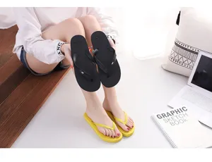 Solid color couple flip-flops summer beach sandals casual anti-slip toe post shoes for men and women