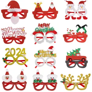 Christmas Party Glasses Glitter Reindeer Snowman Glasses Frames Holiday Photo Booth Props Festival Party Supplies