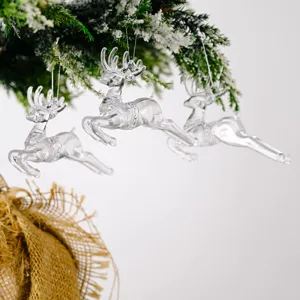 Transparent Christmas tree hanging deer ornament cute clear acrylic reindeer decor for holidays