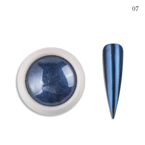 Polvere per unghie specchio cromo pigmento metallico nail art 07 blu scuro effetto principale