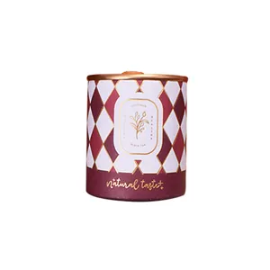Elegant canned black tea gift tin with stylish diamond pattern, perfect for weddings.