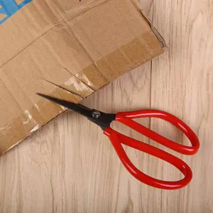 Tijeras de manualidades de acero inoxidable con mango rojo para corte de papel preciso