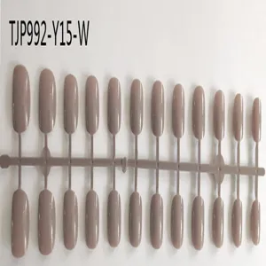 Wholesale short square round fake nail tips nude solid color manicure display strip.