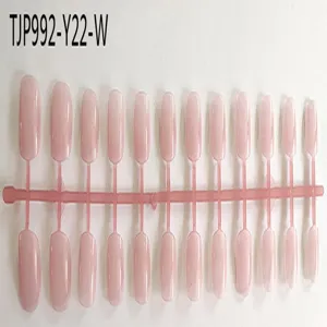 Short square unpainted fake nail tips in strip design, perfect for DIY nail art and salon use.