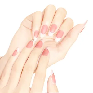 Unghie finte lunghe ovali french manicure unghie finte acriliche press on nails set