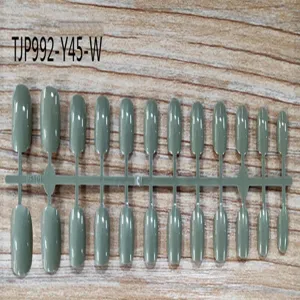 Short square press on fake nail tips unpainted grey nail display strip salon DIY manicure set